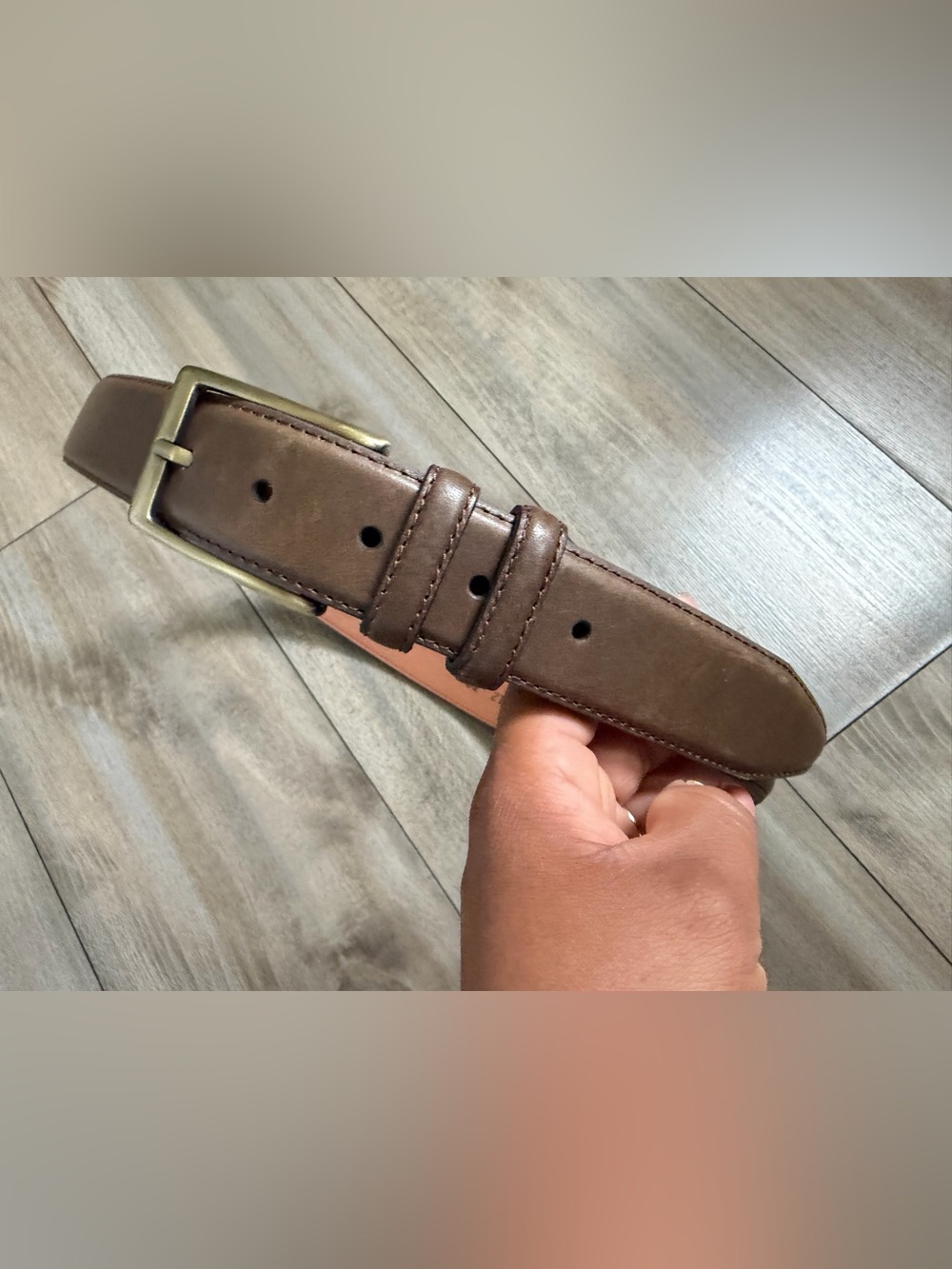 Men's Brown Genuine Italian full grain Leather Belt with Antique Brass Buckle